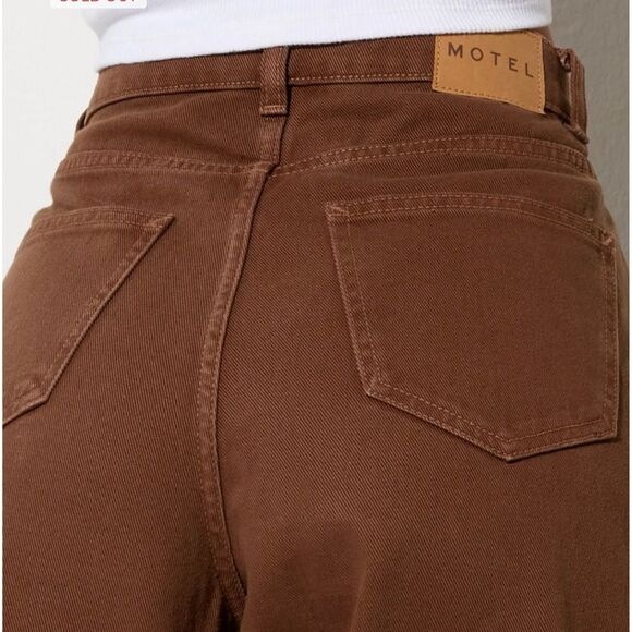 Motel Rocks Denim Parallel Jeans Rich Brown Size XXS - Picture 4 of 12
